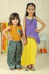 Buy_Pankhuri By Priyanka_Yellow Cotton Top And Green Straight Pant Set _Online_at_Aza_Fashions