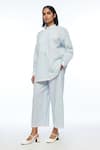 Payal Pratap_Blue Handloom Cotton Mujalis Elasticated Pant _Online_at_Aza_Fashions
