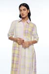 Shop_Payal Pratap_Purple Handloom Cotton Collared Massiana Patchwork Dress _Online_at_Aza_Fashions