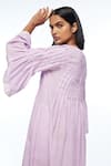 Payal Pratap_Purple Handloom Cotton Round Neck Reversa Pleated Dress _Online_at_Aza_Fashions