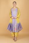 Buy_Tanu Malhotra_Purple Georgette, Modal, Organza Embroidery Round Neck Kurta Set _at_Aza_Fashions