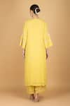 Shop_Tanu Malhotra_Lime Georgette, Modal, Silk, Organza Sequins, Embroidery Round Yellow Kurta Set _at_Aza_Fashions