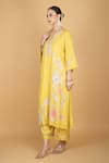 Shop_Tanu Malhotra_Lime Georgette, Modal, Silk, Organza Sequins, Embroidery Round Yellow Kurta Set _Online_at_Aza_Fashions