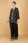 Buy_Tanu Malhotra_Black Cotton, Silk, Modal, Organza Embroidery V-neck Kurta Pant Set _Online_at_Aza_Fashions