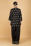 Shop_Tanu Malhotra_Black Cotton, Silk, Modal, Organza Embroidery V-neck Kurta Pant Set _at_Aza_Fashions