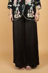 Buy_Tanu Malhotra_Black Georgette, Modal, Silk Embroidery Round Floral Overlay Top And Pant Set _Online_at_Aza_Fashions