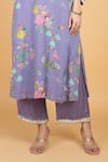 Buy_Tanu Malhotra_Purple Georgette, Modal, Silk, Organza Embroidery V-neck Floral Print Kurta Set _Online_at_Aza_Fashions