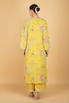 Shop_Tanu Malhotra_Lime Georgette, Modal, Silk, Organza Embroidery V-neck Floral Kurta Set _at_Aza_Fashions