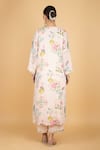 Shop_Tanu Malhotra_Pink Georgette, Modal, Silk, Organza Embroidery V-neck Floral Print Kurta Set _at_Aza_Fashions