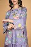 Tanu Malhotra_Purple Cotton, Silk, Modal Beads Round Floral Embroidered Top And Draped Skirt _at_Aza_Fashions