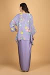 Shop_Tanu Malhotra_Purple Cotton, Silk, Modal Beads Round Floral Embroidered Top And Draped Skirt _at_Aza_Fashions