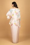 Shop_Tanu Malhotra_Pink Cotton, Silk, Modal Beads, Sequins Round Floral Print Top And Drape Skirt Set _at_Aza_Fashions