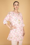 Buy_Tanu Malhotra_Pink Cotton Round Neck Floral Print Short Kurta And Pant Set _Online_at_Aza_Fashions