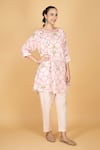 Buy_Tanu Malhotra_Pink Cotton Round Neck Floral Print Short Kurta And Pant Set 