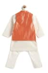 Shop_Tiber Taber_White Cotton, Lurex Orange Designer Kurta Pyjama Set _at_Aza_Fashions