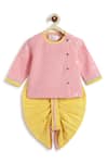 Buy_Tiber Taber_Pink Cotton Embroidery Lurex Kurta And Dhoti Pant Set _Online_at_Aza_Fashions