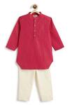 Tiber Taber_Pink Cotton Self Woven Kurta And Pant Set _Online