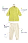 Tiber Taber_Green Cotton, Lurex Self Woven Kurta And Pant Set _Online_at_Aza_Fashions