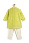 Shop_Tiber Taber_Green Cotton, Lurex Self Woven Kurta And Pant Set _at_Aza_Fashions