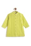 Tiber Taber_Green Cotton, Lurex Self Woven Kurta And Pant Set _at_Aza_Fashions