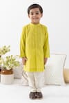 Buy_Tiber Taber_Green Cotton, Lurex Self Woven Kurta And Pant Set _at_Aza_Fashions