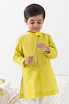 Shop_Tiber Taber_Green Cotton, Lurex Self Woven Kurta And Pant Set 