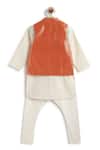 Shop_Tiber Taber_White Cotton, Lurex Zari Designer Orange Kurta Churidar Set _at_Aza_Fashions