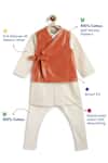 Buy_Tiber Taber_White Cotton, Lurex Zari Designer Orange Kurta Churidar Set _Online