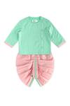 Buy_Tiber Taber_Green Cotton, Lurex Designer Kurta And Dhoti Pant Set _at_Aza_Fashions