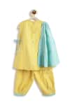 Shop_Tiber Taber_Yellow Cotton, Lurex Kurta And Salwar Set _at_Aza_Fashions