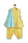 Shop_Tiber Taber_Yellow Cotton, Lurex Kurta And Salwar Set _Online_at_Aza_Fashions
