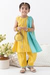Buy_Tiber Taber_Yellow Cotton, Lurex Kurta And Salwar Set _at_Aza_Fashions