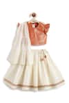 Shop_Tiber Taber_Orange Cotton, Lurex Tassels, Lace Designer Lehenga Set _Online_at_Aza_Fashions