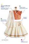 Tiber Taber_Orange Cotton, Lurex Tassels, Lace Designer Lehenga Set _at_Aza_Fashions
