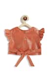 Tiber Taber_Orange Cotton, Lurex Tassels, Lace Designer Lehenga Set _Online
