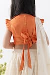 Shop_Tiber Taber_Orange Cotton, Lurex Tassels, Lace Designer Lehenga Set _at_Aza_Fashions
