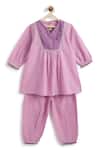 Tiber Taber_Purple Cotton, Lurex Kurta Salwar Set _at_Aza_Fashions