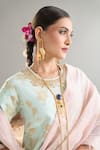Buy_Anantaa By Roohi X AZA_Pink Silk, Chanderi Sequins, Crystals, Cut Work, Saree And Mint Blouse Set _Online