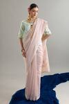 Shop_Anantaa By Roohi X AZA_Pink Chanderi Silk Sequins, Crystals, Cut Work, Zari Embroidered Saree _Online_at_Aza_Fashions