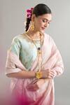 Anantaa By Roohi X AZA_Mint Sequins, Cut Work, Embroidery Round Neck Banarasi Blouse 