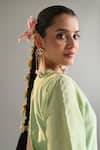 Shop_Anantaa By Roohi X AZA_Green Silk, Chanderi Embroidery, Sequins Round Neck Kurta Pant Set _at_Aza_Fashions