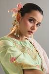 Anantaa By Roohi X AZA_Green Silk, Chanderi Embroidery, Sequins Round Neck Kurta Pant Set 