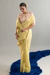 Anantaa By Roohi X AZA_Yellow Chanderi Silk Sequins, Crystals, Cut Work, Zari Embroidered Saree _Online_at_Aza_Fashions