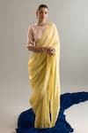 Buy_Anantaa By Roohi X AZA_Yellow Chanderi Silk Sequins, Crystals, Cut Work, Zari Embroidered Saree _Online