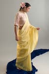 Shop_Anantaa By Roohi X AZA_Yellow Chanderi Silk Sequins, Crystals, Cut Work, Zari Embroidered Saree _Online