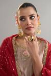 Anantaa By Roohi X AZA_Brown Silk, Chanderi Sequins, Embroidery Round Neck Zari Motif Kurta Set 