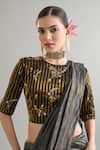 Anantaa By Roohi X AZA_Black Silk, Chanderi Sequins, Crystals, Cut Work, Embroidery, Zari Saree Set _at_Aza_Fashions