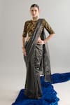 Anantaa By Roohi X AZA_Black Chanderi Silk Sequins, Crystals, Cut Work, Zari Embroidered Saree _Online_at_Aza_Fashions