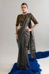 Anantaa By Roohi X AZA_Black Chanderi Silk Sequins, Crystals, Cut Work, Zari Embroidered Saree _at_Aza_Fashions