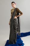 Anantaa By Roohi X AZA_Black Chanderi Silk Sequins, Crystals, Cut Work, Zari Embroidered Saree _Online